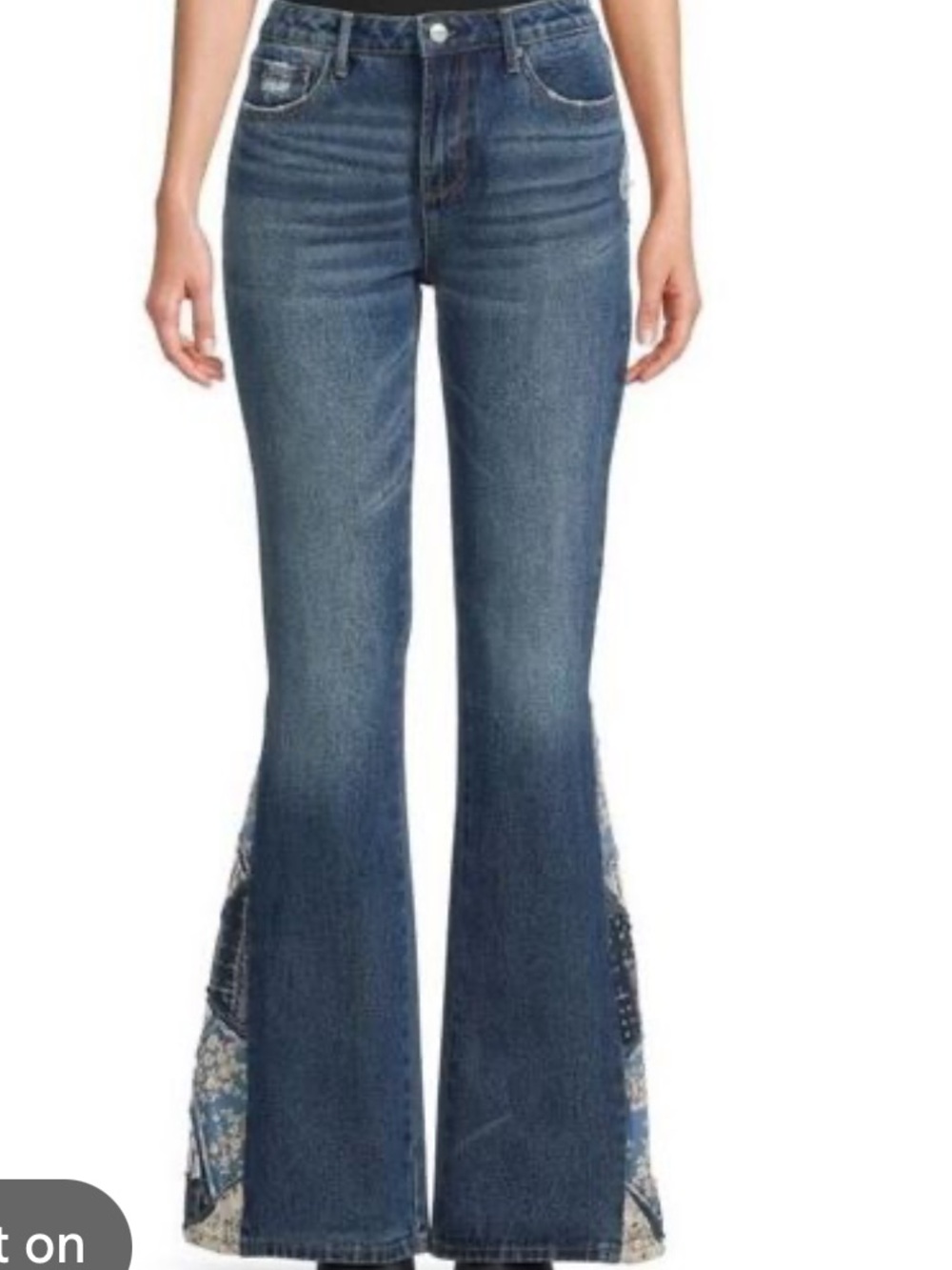 DRIFTWOOD Dark Blue Flare Jeans with Patchwork Inset